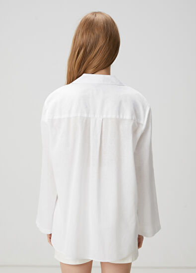 Beymen Club Beyaz Keten Gömlek - 4