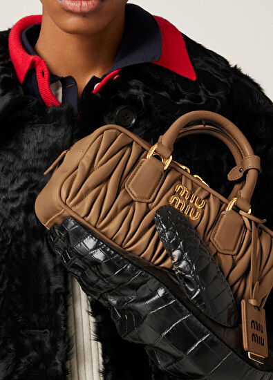 Miu Miu Arcadie Matelassé Brown Nappa Leather Women's Handbag - 5