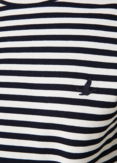 Navy Blue White Striped Sweatshirt Beymen Club Navy Blue White Striped Sweatshirt - 5