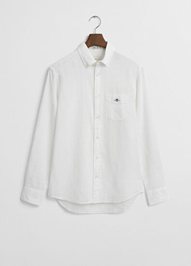 Gant Beyaz Düğmeli Yaka Regular Fit Uzun Kollu Erkek Gömlek - 5