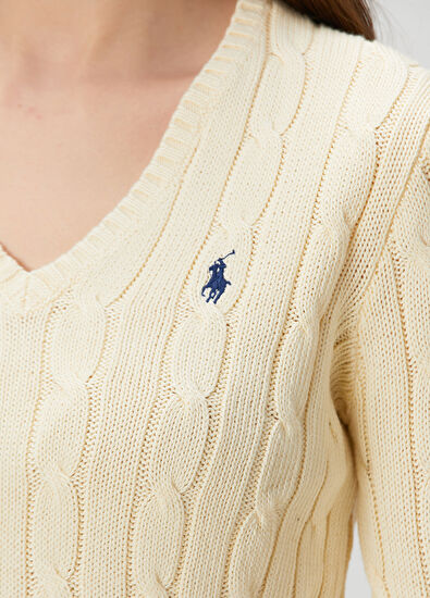 Krem Saç Örgülü Triko - Görsel 6