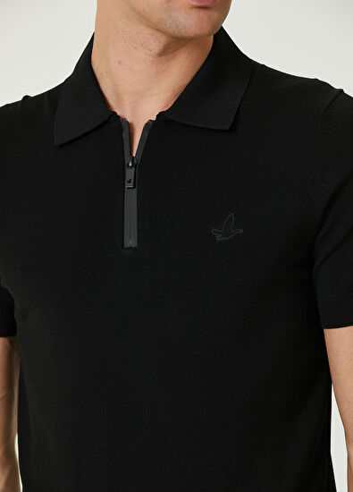 Beymen Club Siyah Polo Yaka Logolu Kısa Kollu Triko - 6