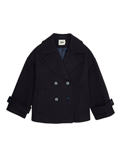 Beymen Club Lacivert Kruvaze Yün Kaban - 7