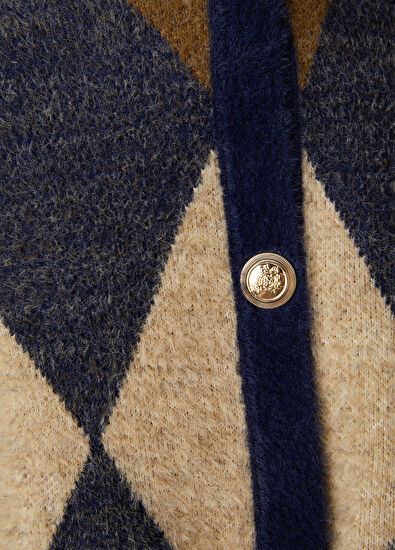 Beymen Club Navy Blue Khaki Patterned Cardigan - 5