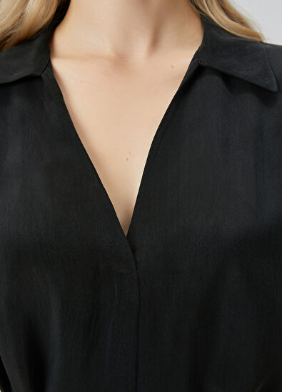 Beymen Club Siyah Cupro Mini Gömlek Elbise - 6