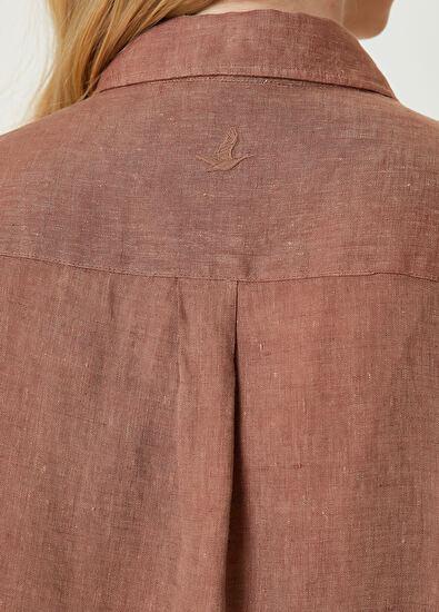 Beymen Club Kahverengi Kuş Logolu Keten Gömlek - 4