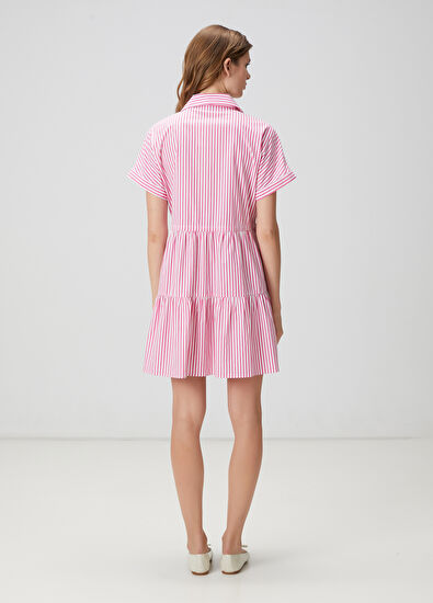 Beymen Club Pembe Çizgili Mini Elbise - 4
