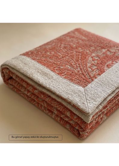 22 Maggio Istanbul Oriente Shawl Patterned Terracotta Sofa Shawl 140 × 175 cm - 5