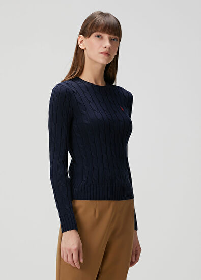 Lacivert Saç Örgülü Triko - Görsel 4