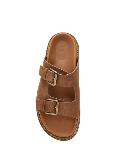 Beymen Club Tobacco Double Strap Men's Suede Slippers - 4