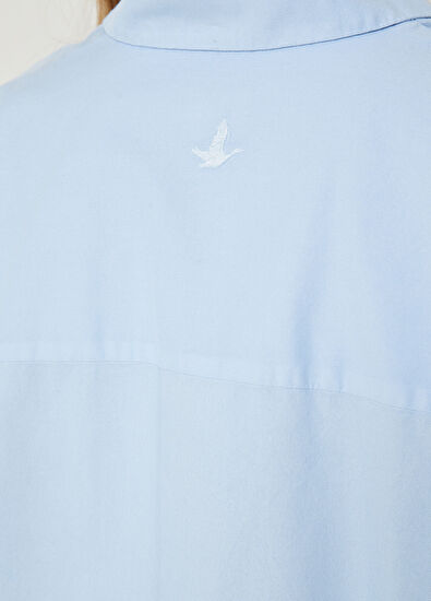 Beymen Club Mavi Logo Nakışlı Oxford Gömlek - 5