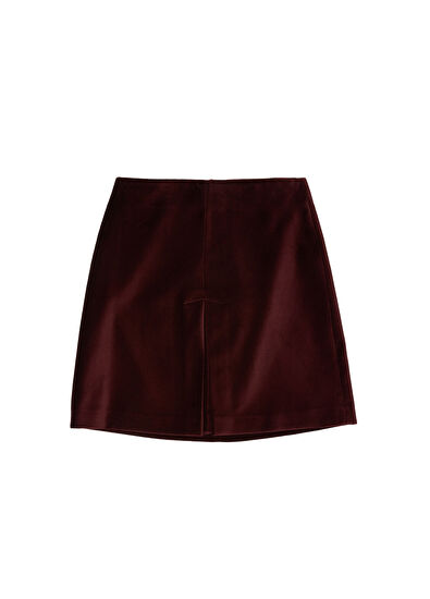 Beymen Club Burgundy A-Line Mini Velvet Skirt - 5