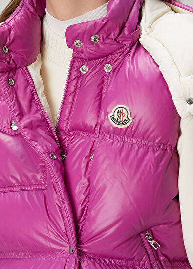 Moncler Pario Koyu Pembe Kapüşonlu Yelek - 5