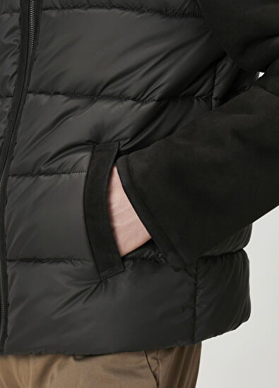 Beymen Club Siyah Kapüşonlu Shearling Detaylı Deri Mont - 7