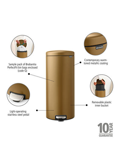Brabantia Newicon Warm Brass Pedallı Mutfak Çöp Kovası 30 lt - 5