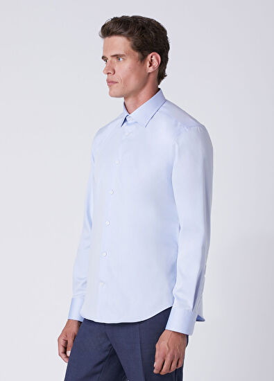 Beymen Club Slim Fit Blue Non-Iron Twill Shirt - 5