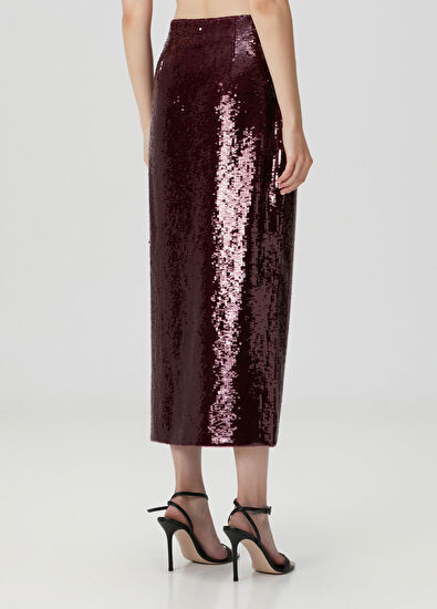 Roland Mouret Burgundy Sequined Midi Evening Skirt - 4