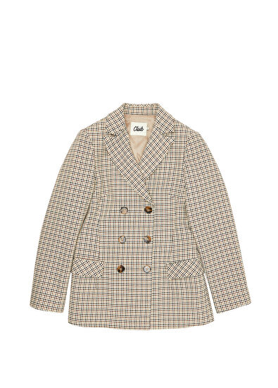 Beymen Club Beige Houndstooth Double-Breasted Blazer - 7