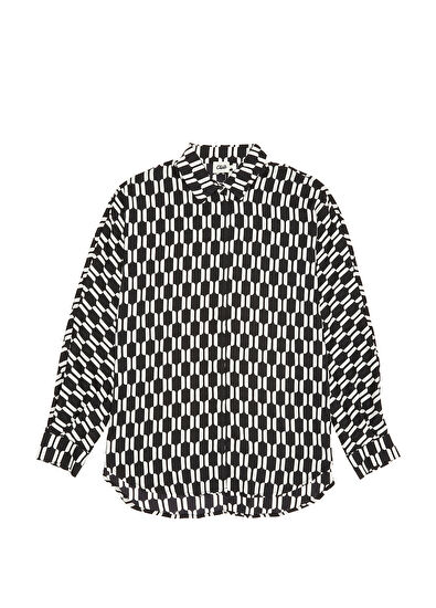 Beymen Club Siyah Beyaz Desenli Twill İpek Gömlek - 7