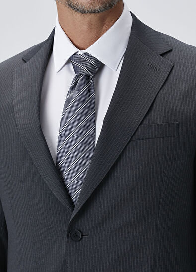 Drop 4 Füme Çizgili Yün Takım Elbise - Görsel 9