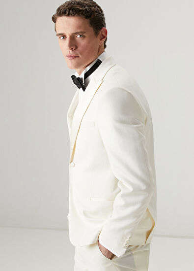 Beymen Club Off-White Wool One-Button Tuxedo - 3