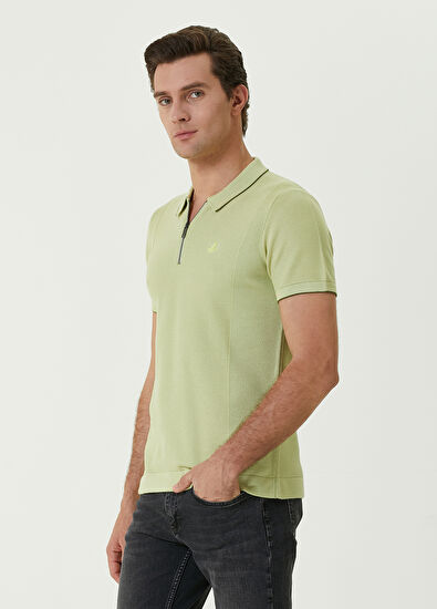 Beymen Club Yeşil Polo Yaka Tipping Dokulu Kısa Kollu Triko - 3