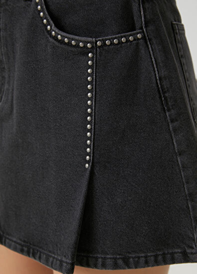 Beymen Club Antrasit Troklu Mini Denim Etek - 7