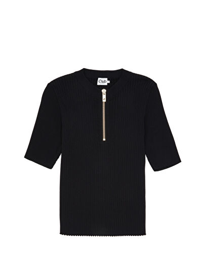 Beymen Club Siyah Fermuarlı Triko - 7