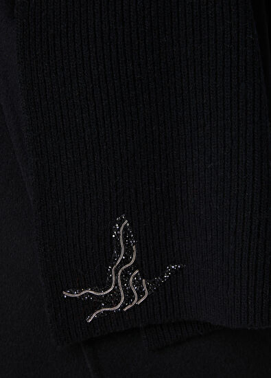 Beymen Club Black Goose Embroidered Women's Wool Scarf - 3