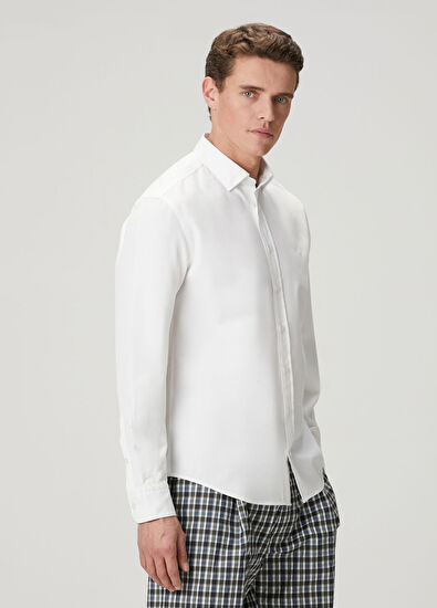 Beymen Club Comfort Fit Beyaz Tencel Twill Gömlek - 5
