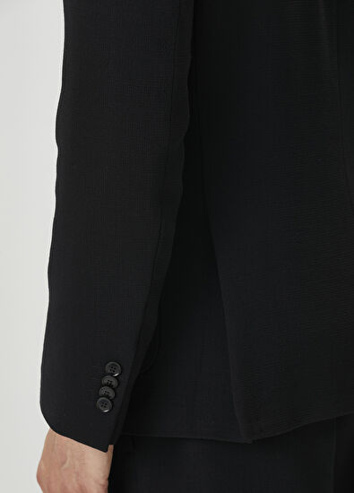 Beymen Club Black Crinckle Textured Wool Jacket - 6