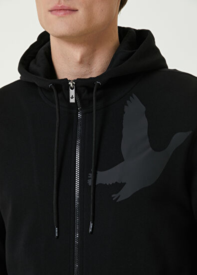 Beymen Club Black Goose Print Hooded Sweatshirt - 5