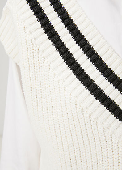 Beymen Club Siyah Beyaz Şeritli Süveter - 5