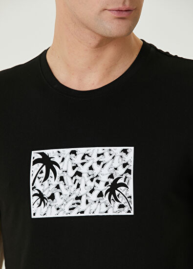 Beymen Club Siyah Palmiye Baskılı T-shirt - 6