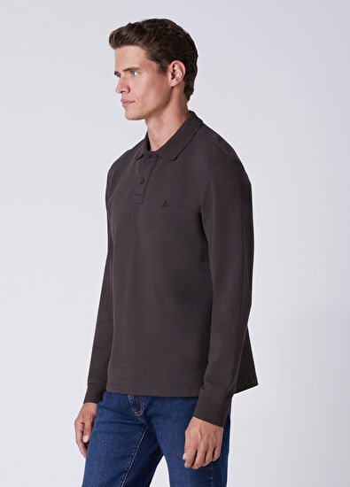 Beymen Club Comfort Fit Koyu Kahverengi Polo Pike Sweatshirt - 5