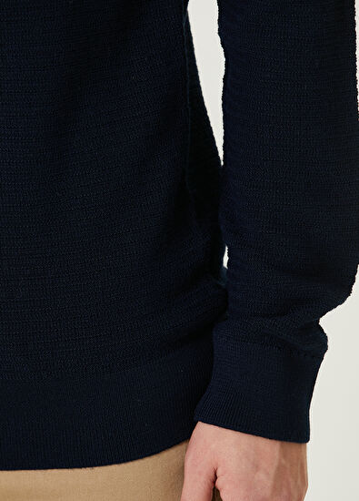 Beymen Club Navy Blue Textured Wool Sweater - 7