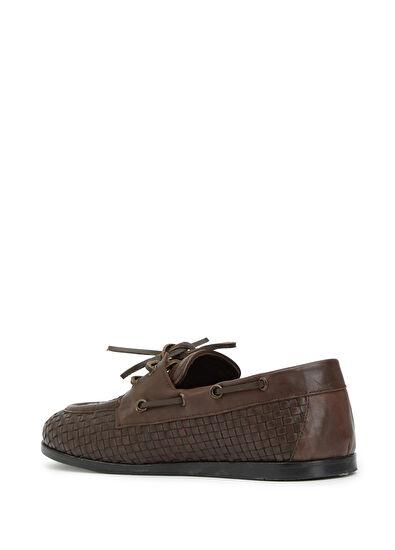 Beymen Club Kahverengi Kadın Örgü Deri Loafer - 3