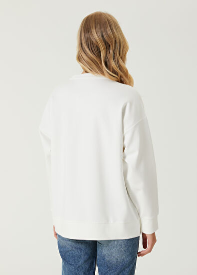 Beymen Club Kırık Beyaz Lilyum Nakışlı Sweatshirt - 6