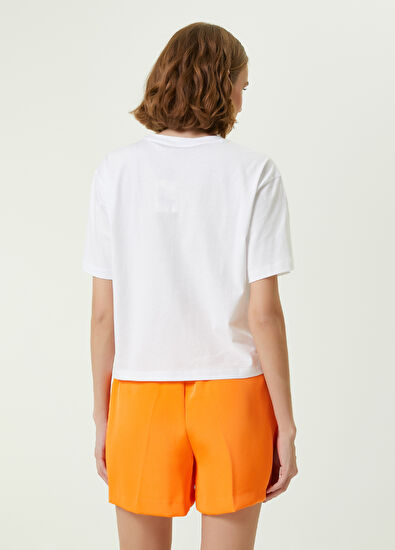 Beymen Club Beyaz Neon Turuncu Karalama Kuş Baskılı T-shirt - 5