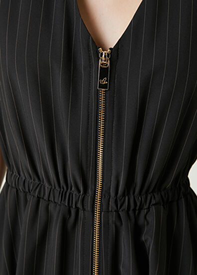 Beymen Club Siyah Çizgili Midi Elbise - 5