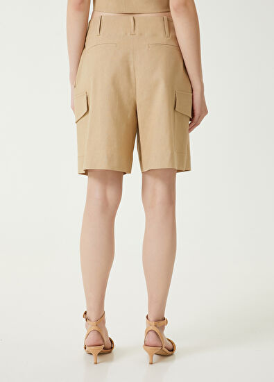 Beymen Club Bej Kargo Cepli Keten Şort - 6