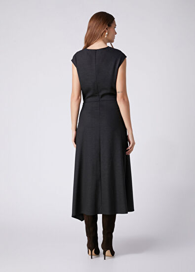 Beymen Club Dark Grey Goose Brooch Detailed Long Dress - 5