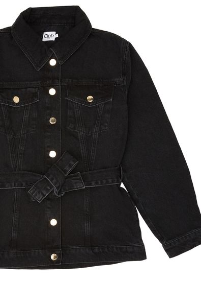 Beymen Club Siyah Beli Kuşaklı Uzun Trucker Jean Ceket - 7
