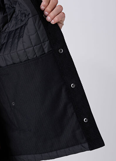 Beymen Club Black Collar Velvet Insert Quilted Thin Coat - 10