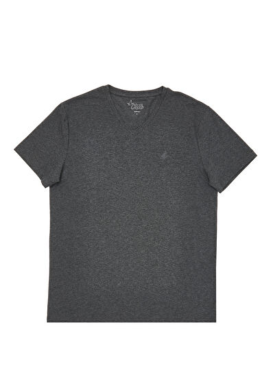 Beymen Club Gri Melanj V Yaka Basic T-shirt - 7