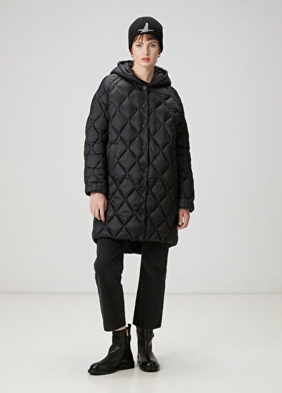 Beymen Club Siyah Kapüşonlu Kaban - 3