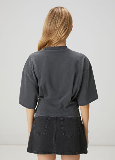 Beymen Club Antrasit Taşlı Bağlama Detaylı T-shirt - 5