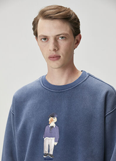 Beymen Club Lacivert Figür Baskılı Oversized Sweatshirt - 6