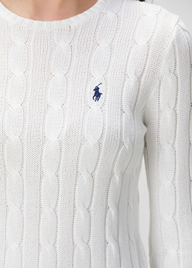 Beyaz Saç Örgülü Triko - Görsel 6