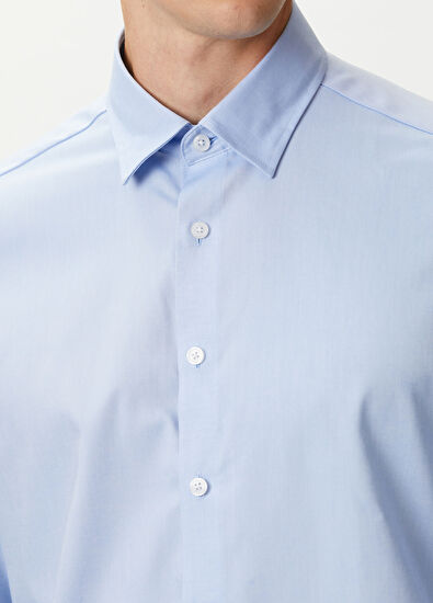 Beymen Club Comfort Fit Blue Non-Iron Shirt - 5